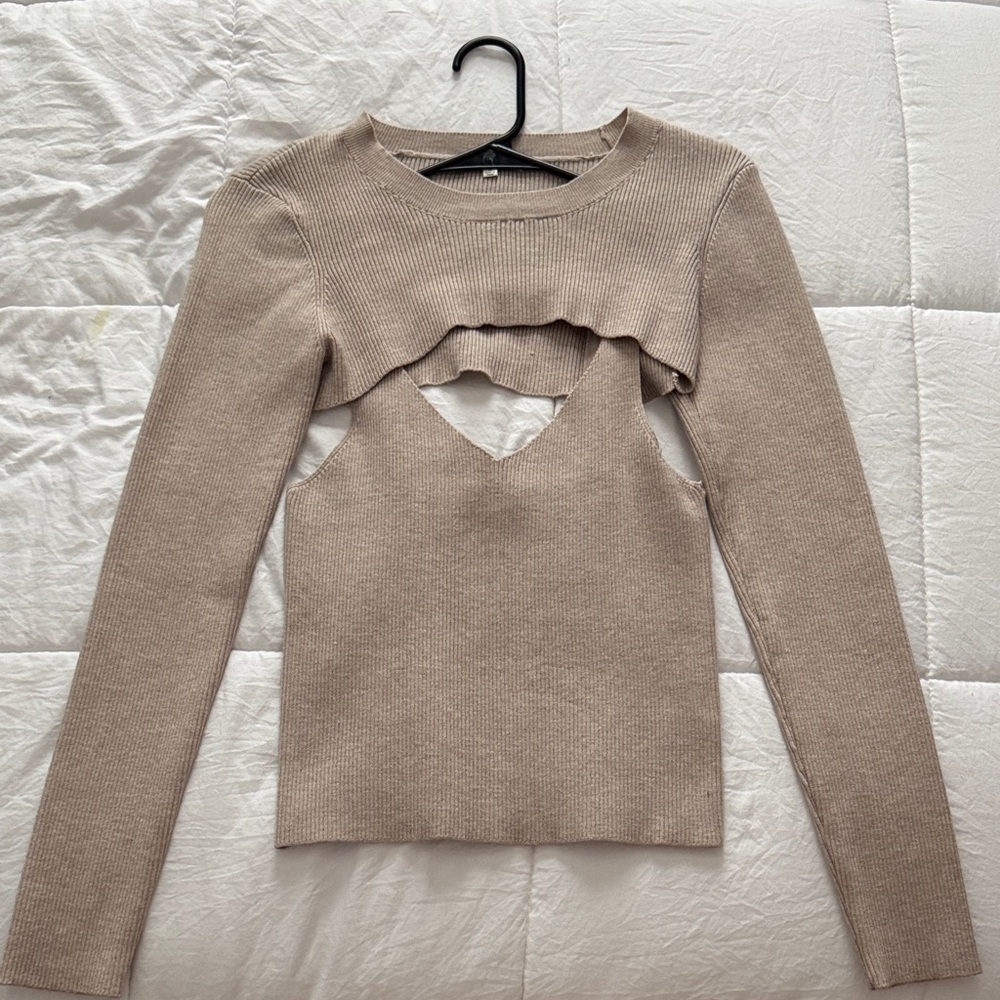 Z Supply Tan Cut-Out Blouse